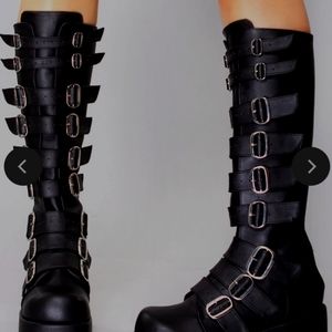 Relisted- Demonia Platform Buckle Boots